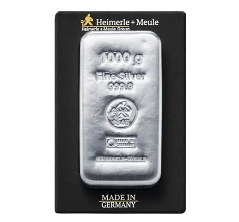 1000 gr. Sølvbarre, 999,9 ‰, Heimerle+Meule